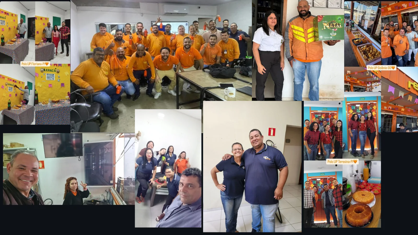 Colagem com profissionais e equipes da UP Logística em diferentes bases operacionais